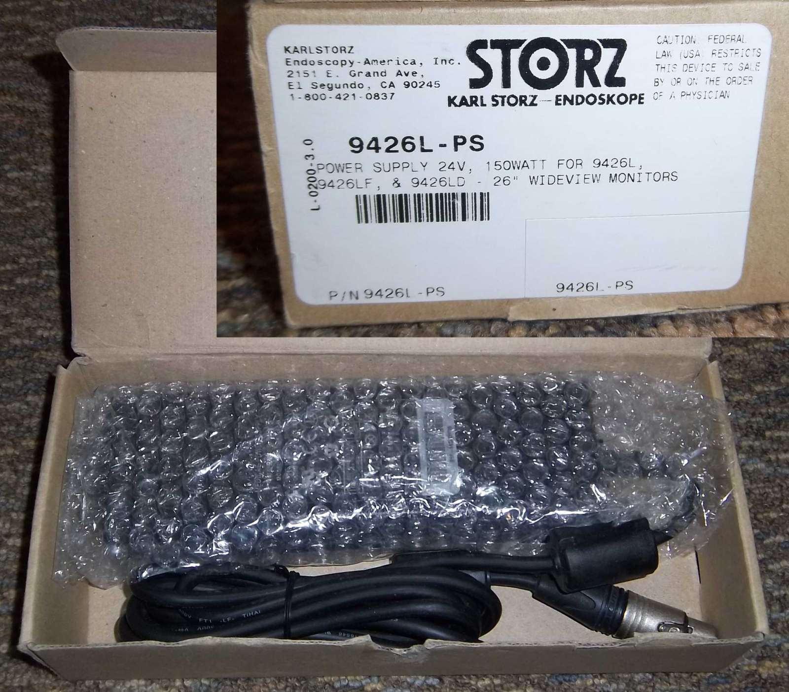 Karl Storz 9426L-PS supply for 9426L LED monitor Karl Storz 9426L-PS power supply 9426L LED Power Supply 24V 150 Watt for 9426L lf Ld Manufacturer Karl Storz Manufacturer SKU 9426L-PS Karl Storz 9426L 26 in 26 inch Wideview HD LED High Bright Monitor